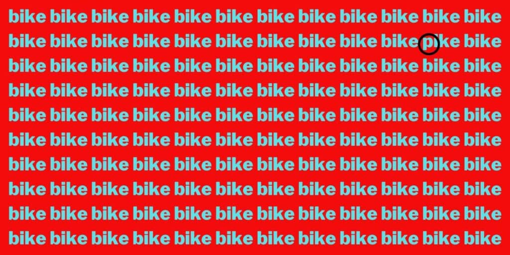 Do you have an the sight of an eagle to find the mistake among the repeated word Bike (2)