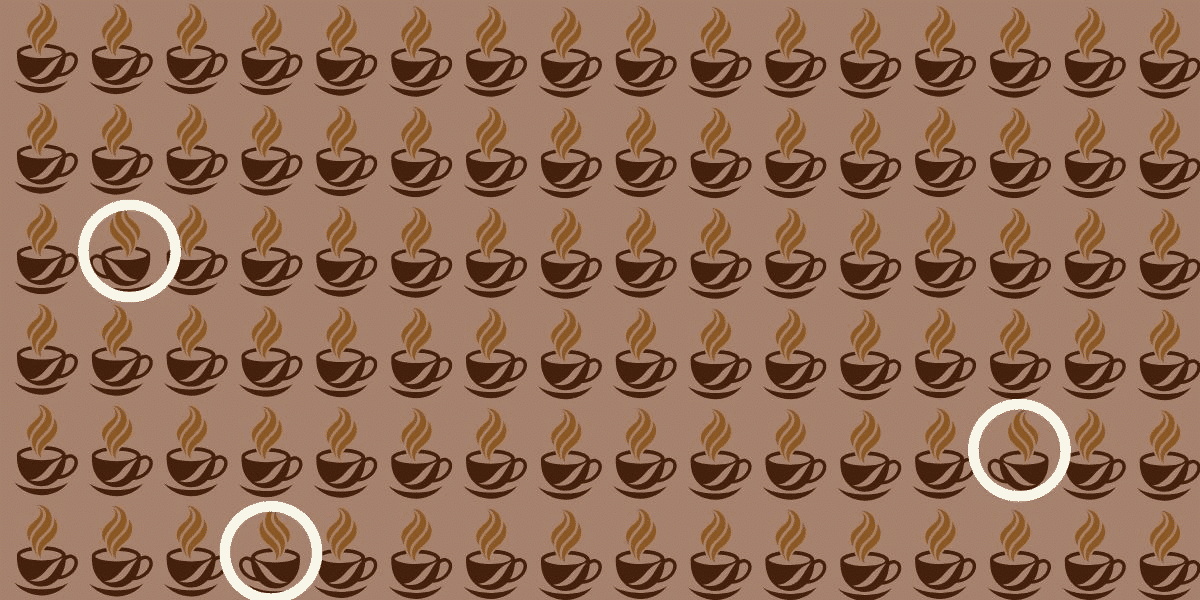 Nur 5 % haben den Blick fürs Detail, um diese Denkaufgabe zu meistern: Finden Sie die 3 verschiedenen Kaffeetassen in nur 15 Sekunden!