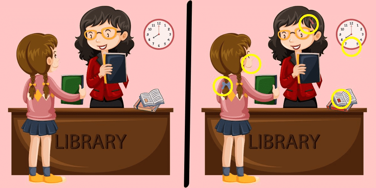 Herausforderung „Erkenne den Unterschied“: Tauchen Sie ein in die Welt der Bücher und finden Sie heraus, ob Sie in weniger als 11 Sekunden fünf subtile Veränderungen in dieser Bibliotheksszene entdecken können!
