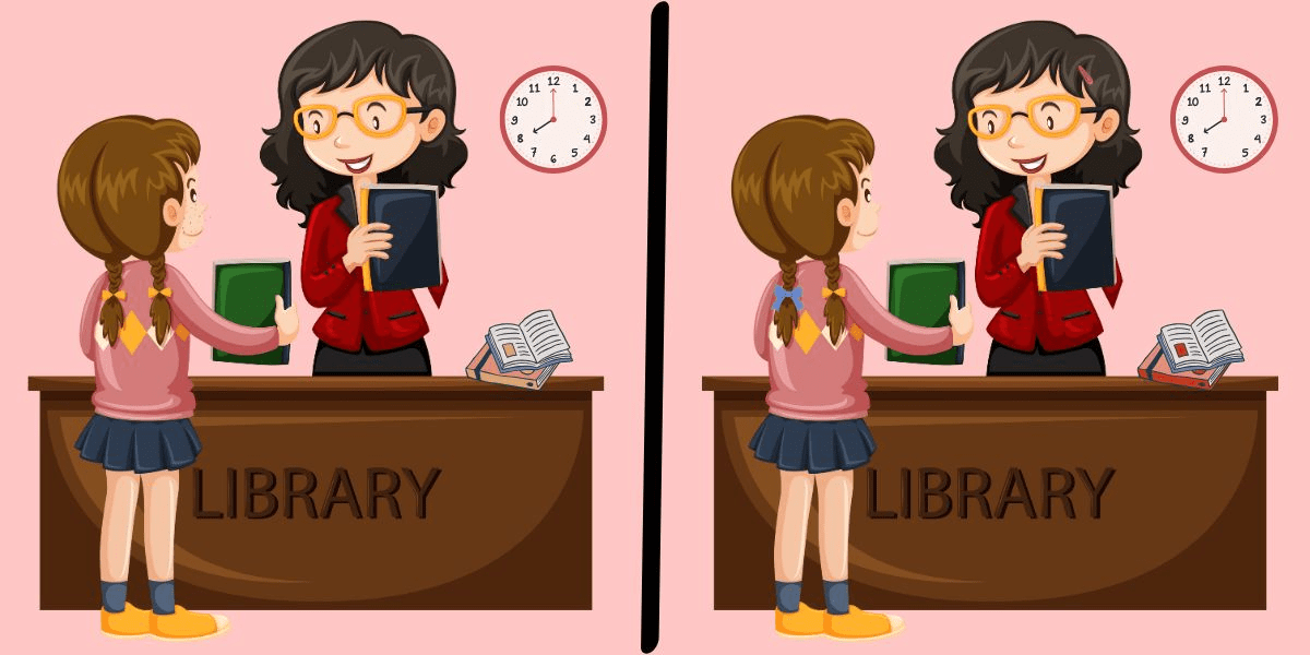 Herausforderung „Erkenne den Unterschied“: Tauche ein in die Welt der Bücher und finde heraus, ob du in weniger als 11 Sekunden fünf subtile Veränderungen in dieser Bibliotheksszene entdecken kannst!