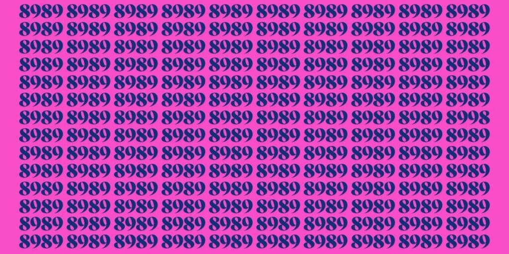 Visual puzzle challenge can you spot the odd number in the 8989 sequence below